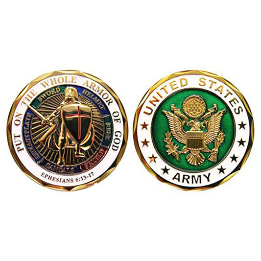 Put on the Whole Armor of God Army Challenge Coin
