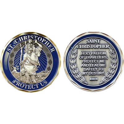 St. Christopher Protect Us Challenge Coin