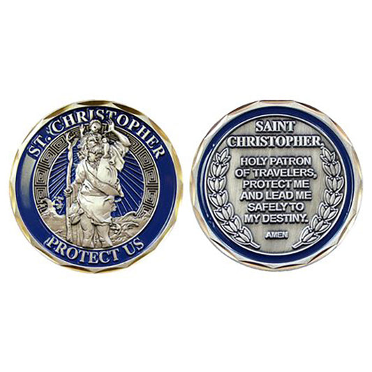 St. Christopher Protect Us Challenge Coin