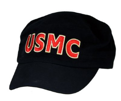 USMC Black Flat Top Cap