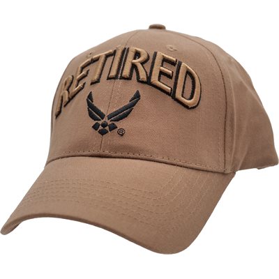 US Air Force Retired Cap with 3D Lettering Coyote Brown