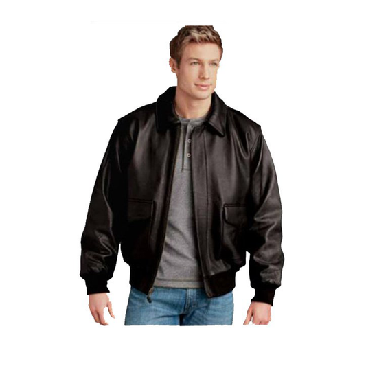 A1 Cowhide (Black) Bomber Jacket