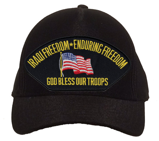 Iraqi Freedom - Enduring Freedom God Bless our Troops Cap