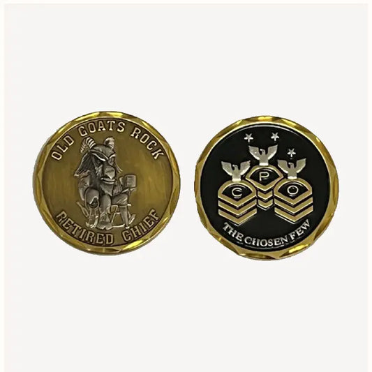 Old Goats Rock Retired Chief Challenge Coin